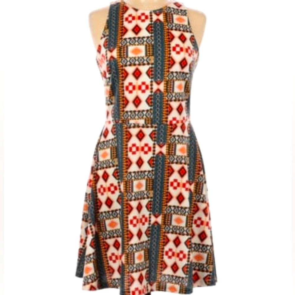 H&M Divided Aztec Geometric Skater Dress